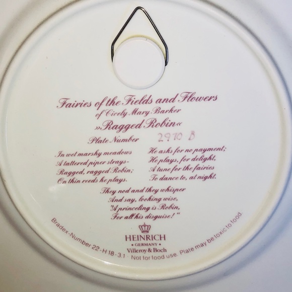 Fairies of the Fields Flower Plate Heinrich Porcelain Germany Ragged Robin Fairy - Picture 2 of 3